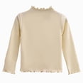 thumbnail image 1 of newwalpole Toddler Long Sleeve Shirts Girl Mock Turtleneck Ruffled Cotton Tops(Beige,9-10 Years), 1 of 7