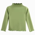 thumbnail image 1 of newwalpole Toddler Long Sleeve Shirts Girl Mock Turtleneck Ruffled Cotton Tops(Green,3-4 Years), 1 of 5