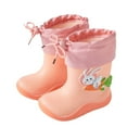 thumbnail image 1 of newwalpole Toddler Rain Boots Baby Kids Easy-on Rain shoes Children Waterproof Shoes for Boys Girls Pink for Size 17, 1 of 9