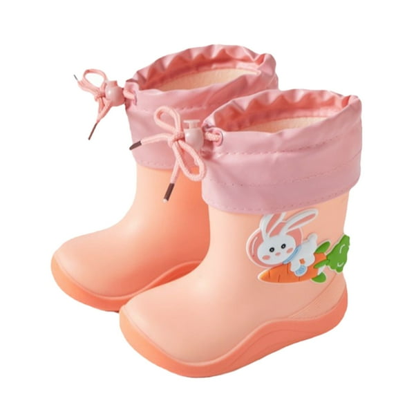 newwalpole Toddler Rain Boots Baby Kids Easy-on Rain shoes Children Waterproof Shoes for Boys Girls Pink for Size 17