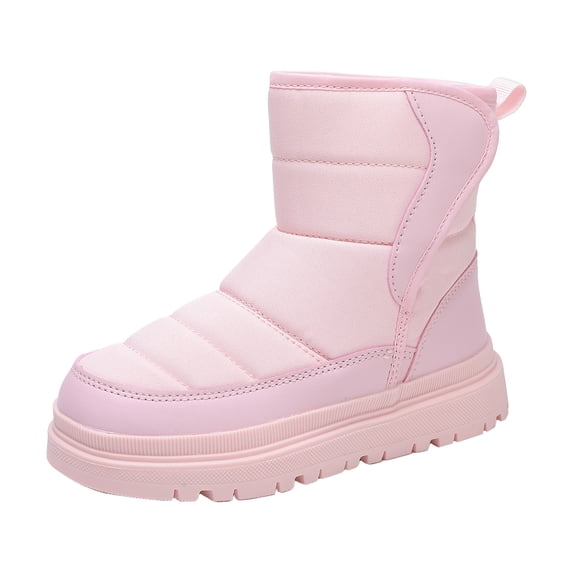 newwalpole Toddler Snow Boots Boy Girl Water Resistant Outdoor Kid Winter Warm Fashion Fleece Lined and Thickened Boots Pink for Size 1.5
