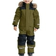 thumbnail image 1 of newwalpole Toddler Snow Suit One Piece Snow Pants Kids Girls Boys Warm Winter Snowsuit Outdoor Waterproof Windproof Ski Pants Green for Size 9-10 Years, 1 of 7