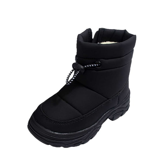 newwalpole Toddler boots Kids Snow Boots Girl's Warm Winter Boots Waterproof Boot PU Leather Non-slip Black for Size 13