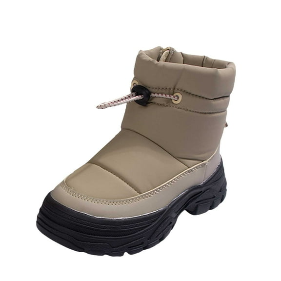 newwalpole Toddler boots Kids Snow Boots Girl's Warm Winter Boots Waterproof Boot PU Leather Non-slip Khaki for Size 12