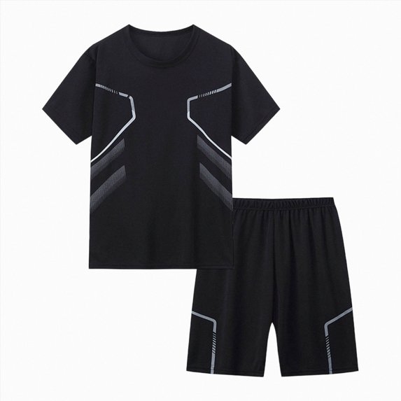 newwalpole Tween Boys Clothes Summer Simple Print T-Shirt And Shorts Set 2 Pieces Teen Trendy Outfits Size 7-14 Year (Black,12-13 Years)