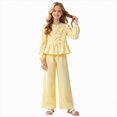 thumbnail image 1 of newwalpole Tween Girls Long Sleeve Fashion Top & Pant Outfit Set,Fall Winter Clothes, Kid Girl Trendy School Pullover Crop Tops & Trousers 2 Piece Cloths Sets(Yellow,9-10 Years), 1 of 5