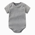 thumbnail image 1 of newwalpole Unisex-Baby Short Sleeve Bodysuits Soft Solid Bodysuit for Newborn Cotton One-piece Boy Girl Summer Clothes 0-24M (Grey, 6-9 Months), 1 of 4
