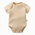 thumbnail image 1 of newwalpole Unisex-Baby Short Sleeve Bodysuits Soft Solid Bodysuit for Newborn Cotton One-piece Boy Girl Summer Clothes 0-24M (Khaki, 12-18 Months), 1 of 4