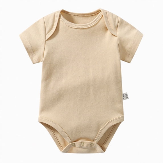 newwalpole Unisex-Baby Short Sleeve Bodysuits Soft Solid Bodysuit for Newborn Cotton One-piece Boy Girl Summer Clothes 0-24M (Khaki, 12-18 Months)