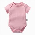 thumbnail image 1 of newwalpole Unisex-Baby Short Sleeve Bodysuits Soft Solid Bodysuit for Newborn Cotton One-piece Boy Girl Summer Clothes 0-24M (Pink, 3-6 Months), 1 of 4