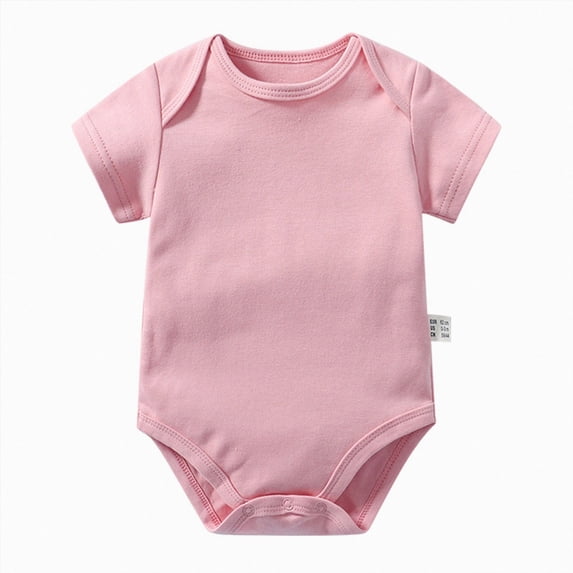 newwalpole Unisex-Baby Short Sleeve Bodysuits Soft Solid Bodysuit for Newborn Cotton One-piece Boy Girl Summer Clothes 0-24M (Pink, 3-6 Months)