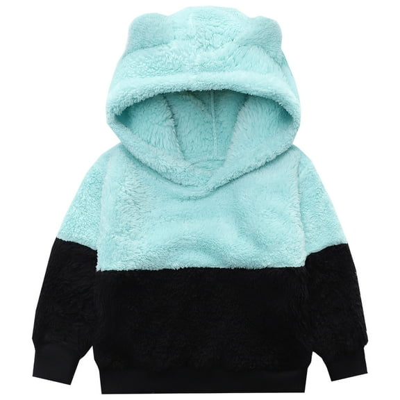 newwalpole Unisex Boys Girls Fleece Lined Sherpa Hoodie Kids Warm Winter Hoodies Pullover Hooded Sweatshirt Sweater Sky Blue for Size 4-5 Years