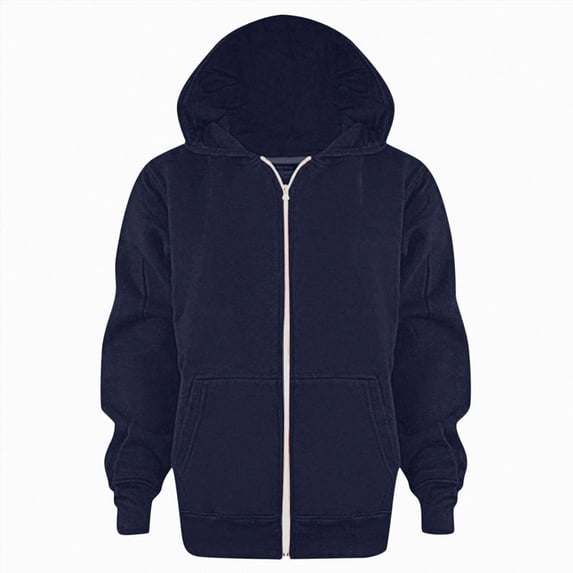 newwalpole Unisex Boys Girls Hoodie Sweatshirt Zip Up Hooded Thin Jackets,Long Sleeve, Kangaroo Pockets, Full Zip, Solid Color, Cute Relaxed Fit Top, Back to School Wear(Navy,3-4 Years)