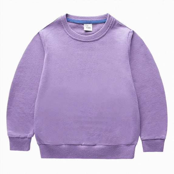 newwalpole Unisex Kids Solid Cotton Thin Pullover Sweatshirt T-Shirt Toddler Baby Crewneck Long Sleeve Tshirts Tops Blouse (Purple, 6-7 Years)