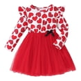 thumbnail image 1 of newwalpole Valentine's Girls Velvet Heart Printed Layered Tulle Hem Ruffle Sleeve Tutu Dress Red for Size 5-6 Years, 1 of 9