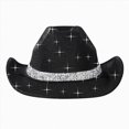 thumbnail image 1 of newwalpole Western Hats Boys Girls Cowboy Felt Hat Sparkly Rhinestone Hat, Adjustable Fit, Breathable Sweatband, Great for Western Parties, Daily Wear, Great Gift Idea(Black,9-15 Years), 1 of 5