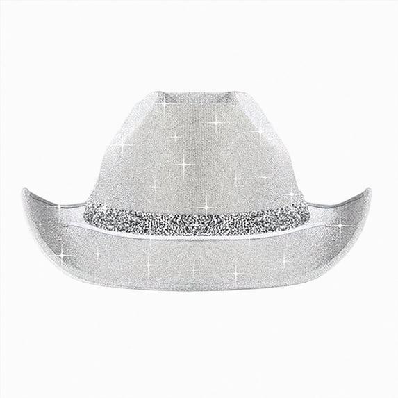 newwalpole Western Hats Boys Girls Cowboy Felt Hat Sparkly Rhinestone Hat, Adjustable Fit, Breathable Sweatband, Great for Western Parties, Daily Wear, Great Gift Idea(Silver,9-15 Years)
