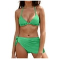 thumbnail image 1 of Quealent Women's Bikini Sets High Waisted Swim Skirt Tummy Control Swimsuits Two Piece Scalloped Trim Bathing Suit Green for Size L, 1 of 9