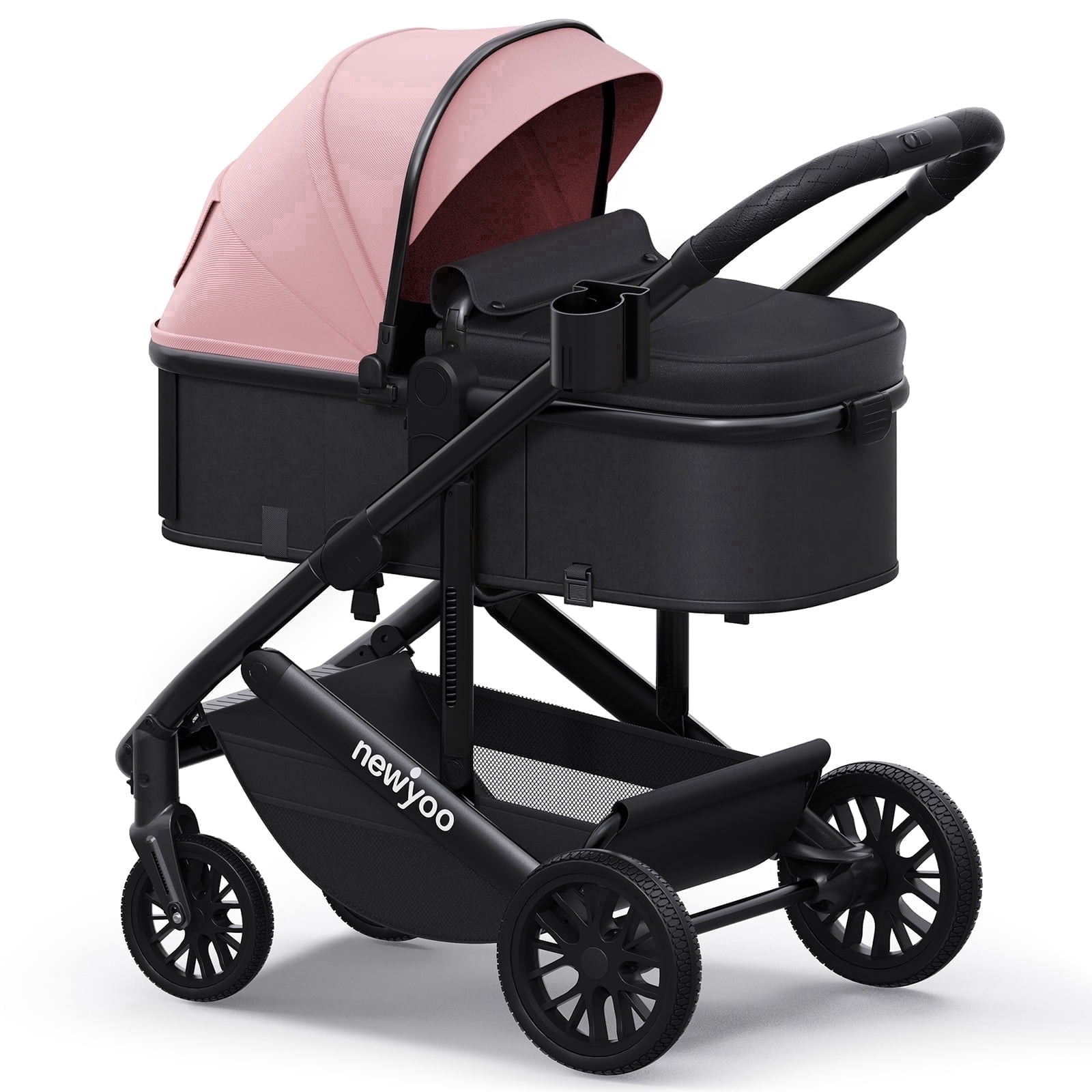 newyoo Baby Stroller, Nestro 516M, Infant Strollers, Convertible/Reversible Seat & Cup Holder, Coches para Bebes, 2 in 1 Rear-Facing Pram from Newborn to Toddler, Pink