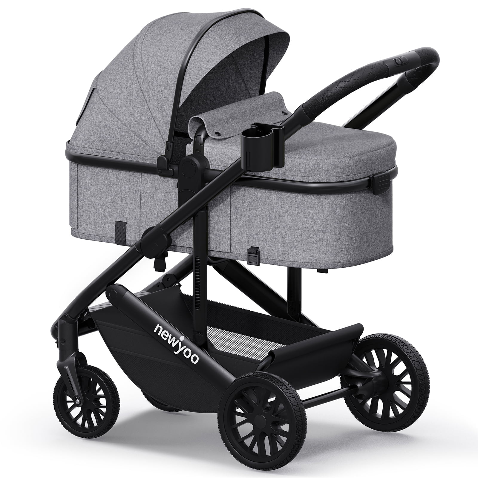 newyoo Infant Stroller, Nestro 516M, Convertible Infant Strollers w Reversible Seat & Cup Holder, 2-in-1 Rear-Facing Pram from Newborn to Toddler, Grey