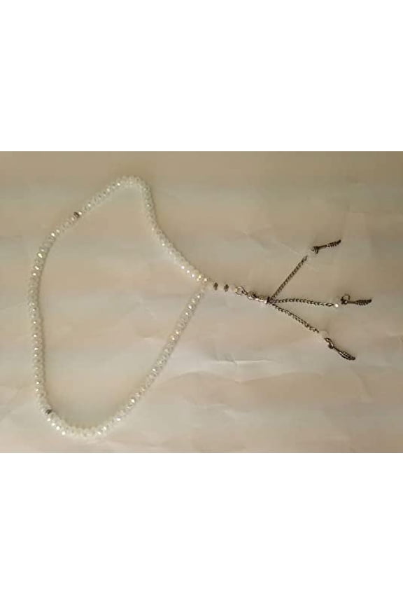 ney White Beads Prayer Necklace String Muslim Christian Faith New