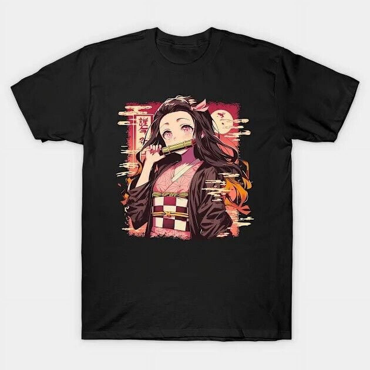 T-shirt Anime Rengoku Ou Nezuko - Coton, Tailles S à 3XL, Motif Délavé Rétro, Cadeau Fan