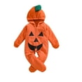 thumbnail image 1 of nfant Newborn Baby Boys Girls Halloween Pumpkin Hooded Romper 6M 12M 18M 24MOne Piece Full Zip Footed Jumpsuit Warm Outwear, 1 of 10