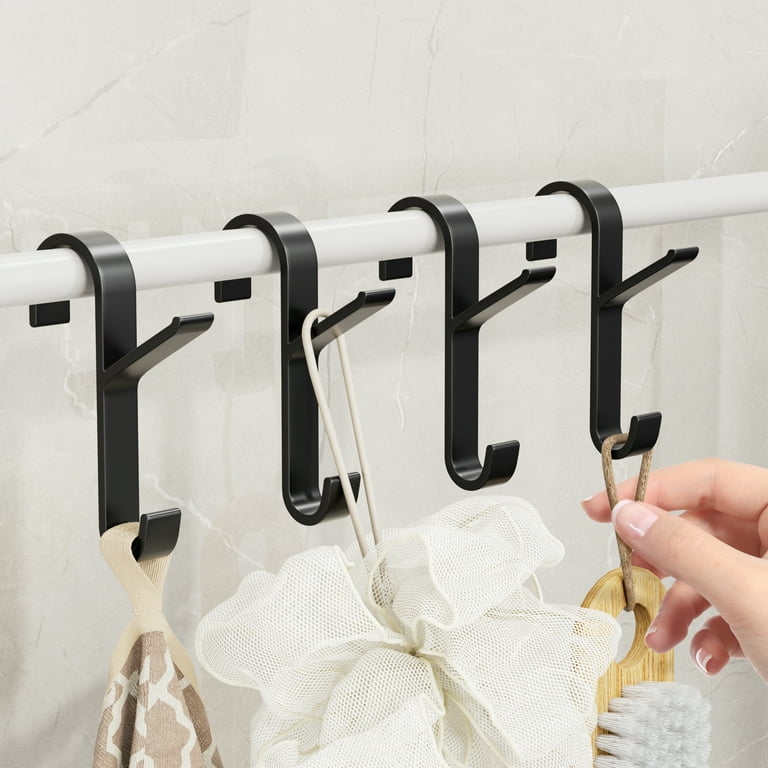 niffgaff 4 Pcs Metal Over The Door Hooks Bathroom Robe Towel Hooks Over Rod  Rail Towel Holder, Shower Hooks, Heated Towel Radiator Hook, S Hooks for