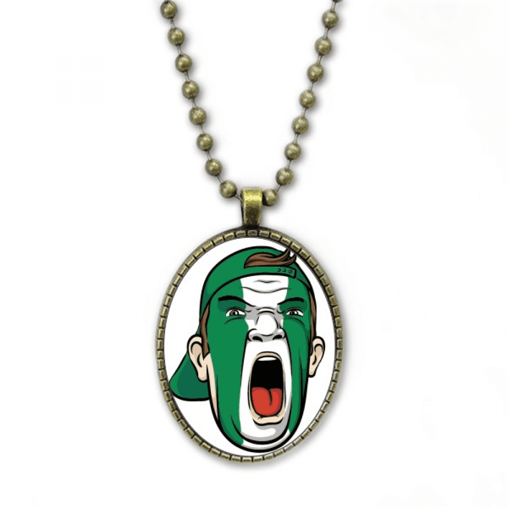 nigeria flag facial makeup head screang cap necklace vintage chain bead pendant jewelry collection