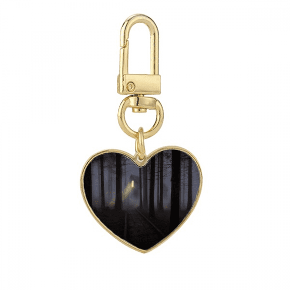 night dark ry science nature scenery gold heart keychain metal keyring holder