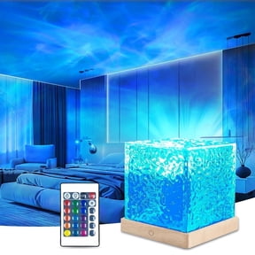 Creative Design Square Water Ripple Atmosphere Light, 16 Colors Gradual Rotating Flame Aurora Dynamic Lights, 3D Holographic Water Ripple Romantic Ambient Lighting for Bar Bedroom