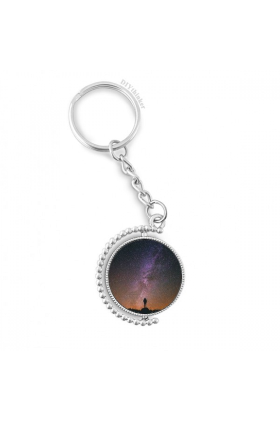 night stars milky way outline rotatable keyholder disc accessories chain clip