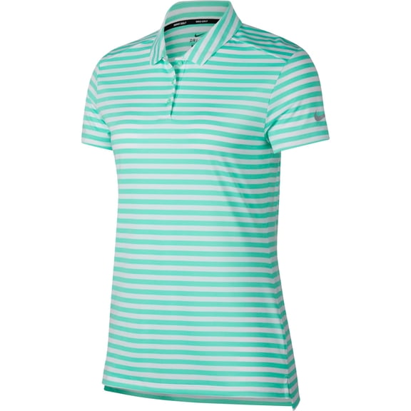 NIKE Dri Fit Shortsleeves Stripe Golf Polo 2018 Women Green Glow/White Small
