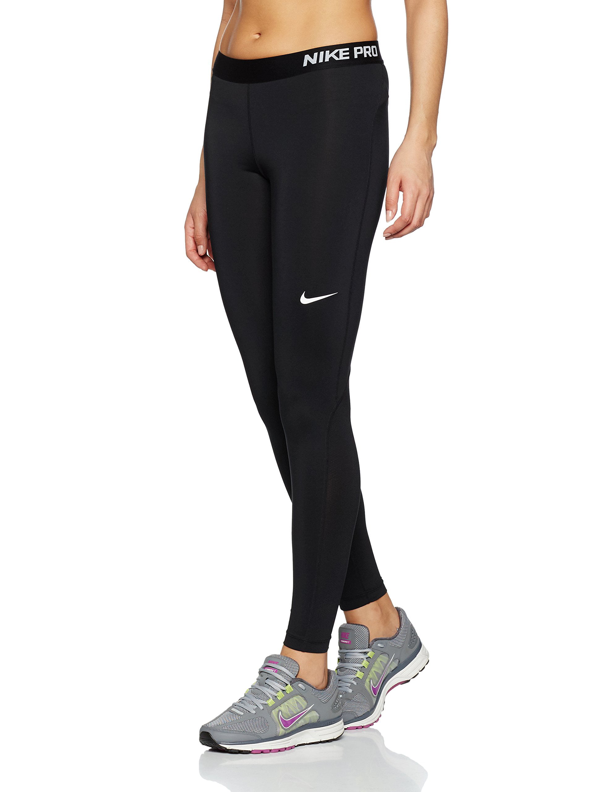 nike womens pro cool training tights black/white 725477-010 size