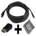 thumbnail image 1 of nikon coolpix p500 compatible 15ft hdmi to hdmi mini connector cable cord plus hdmi male to hdmi mini female adapter with huetron microfiber cleaning cloth, 1 of 1