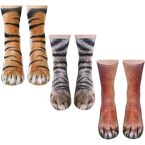 nimal Paw Socks 3D Funny Novelty Crew Socks for Adults Teens - Christmas Stocking Stuffers, White Elephant Gag Gift, One Size Fits Most (Up to Men’s 11)