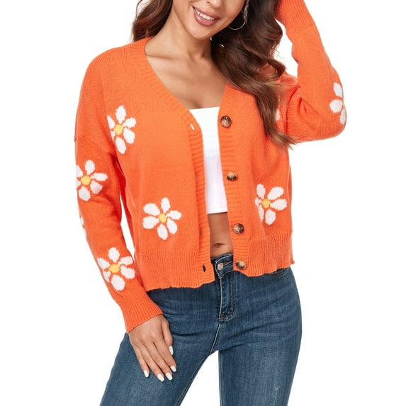 nine bull Cardigan Sweaters for Women Long Sleeve Floral Open Front Sweater V Neck Outwear Cardigan Knit Cable Outwear Coat