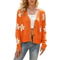 thumbnail image 1 of nine bull Cardigan Sweaters for Women,Long Sleeve Floral Open Front Sweater V Neck Outwear Cardigan (Orange S), 1 of 5