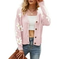 thumbnail image 1 of nine bull Cardigan Sweaters for Women,Long Sleeve Floral Open Front Sweater V Neck Outwear Cardigan (Pink L), 1 of 5