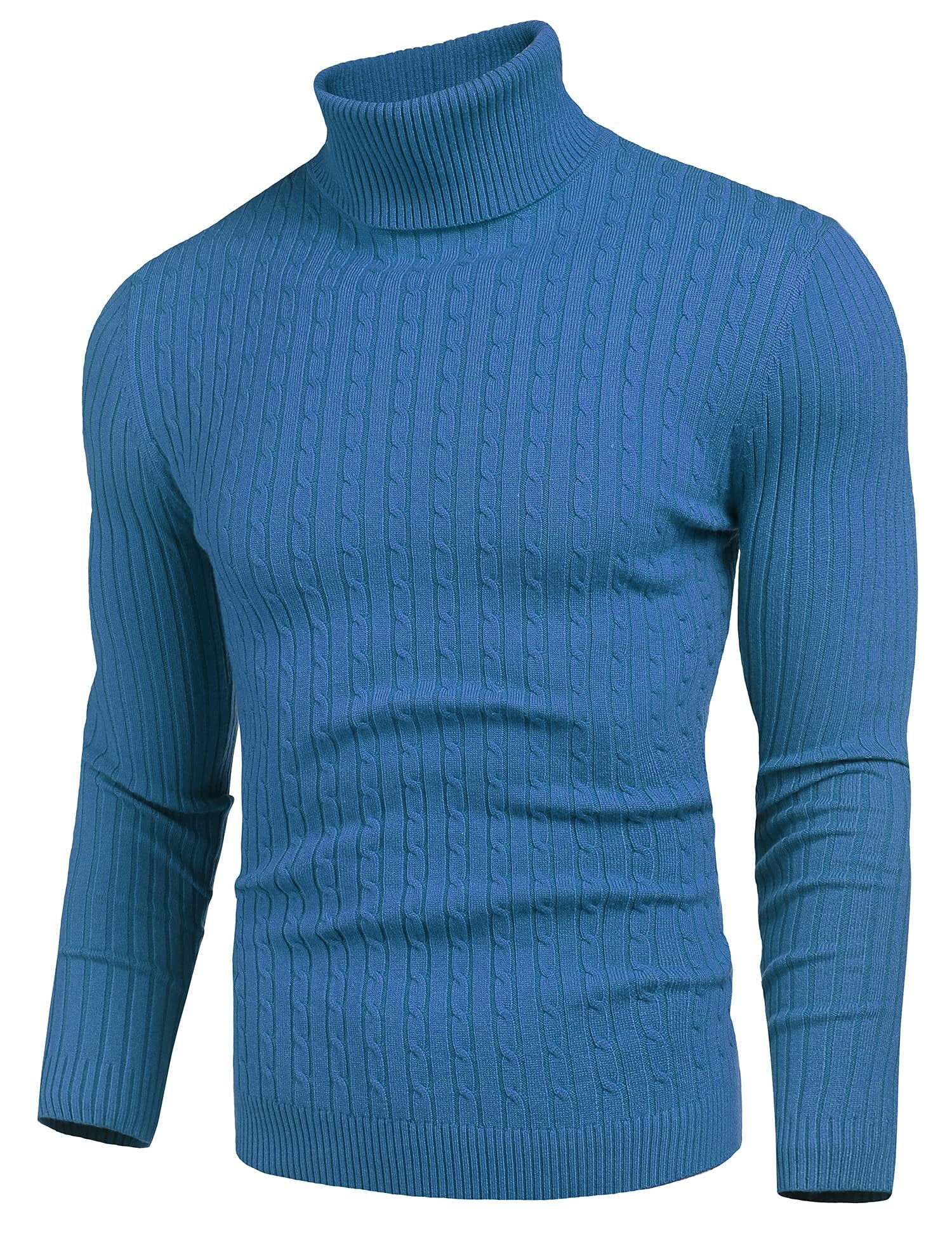 nine bull Mens Slim Fit Turtleneck Sweater Long Sleeve Basic Pullover ...