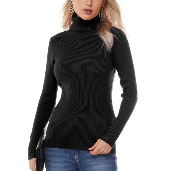 nine bull Womens Turtleneck Sweater Pullover Casual Long Sleeve Slim Fit Pullover Top Basic Knit Sweaters