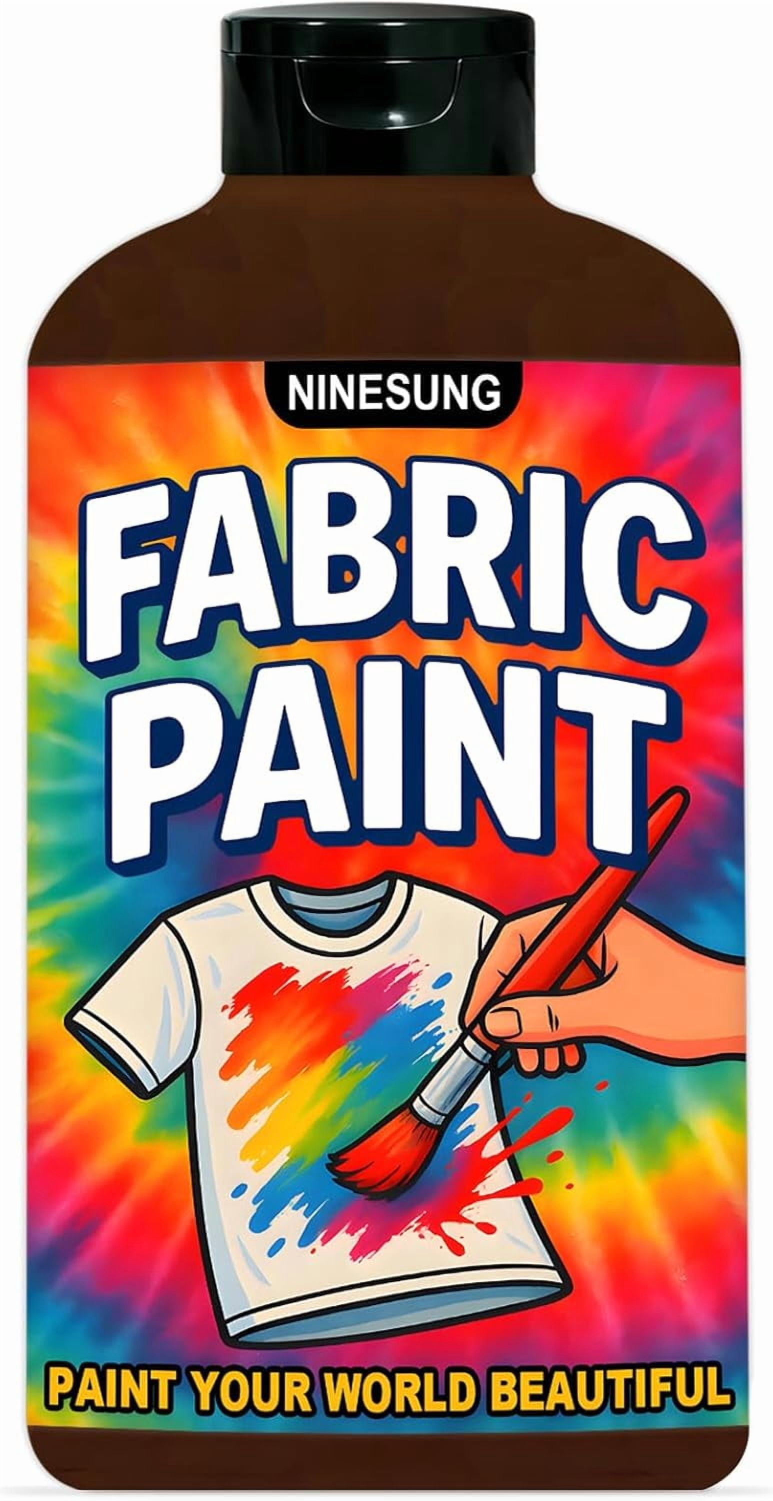 ninesung Brown Fabric Paint for Clothes,34 oz Jumbo Size - Non-Toxic Acrylic Textile Paint for T-Shirts, Shoes, Jeans, Bags, DIY Projects & Art - Vibrant & Wash-Resistant (Brown,34 Fl Oz)