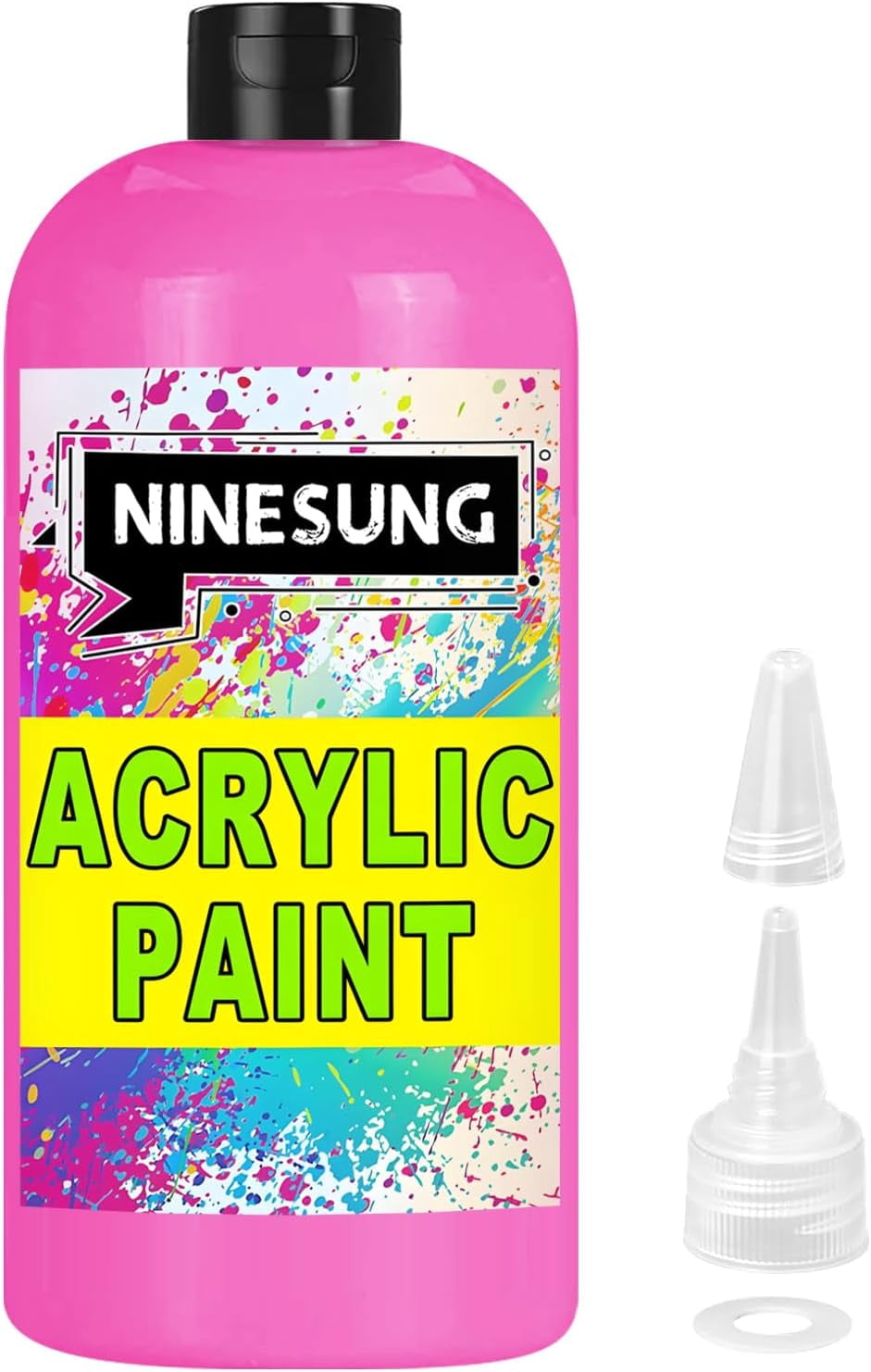 ninesung Hot Pink Acrylic Paint - Bulky-Size - 17 oz/500 ml Acrylic Paints Professional Artists Painting for Canvas Fabric Rock Easter Egg Wood Ceramic Glass Art Craft Painting (Hot Pink, 17 Fl Oz)