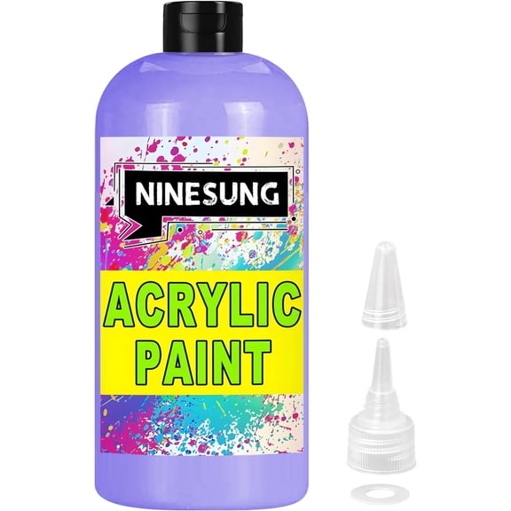 ninesung Purple Acrylic Paint - Bulky-Size - 17 oz/500 ml Acrylic Paints Professional Artists Painting for Canvas Fabric Rock Easter Egg Wood Ceramic Glass Art Craft Painting (Purple, 17 Fl Oz)