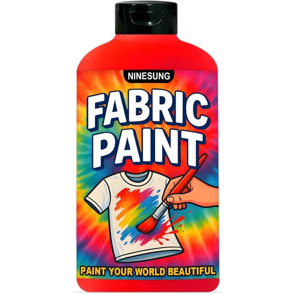 ninesung Red Fabric Paint for Clothes, 34 oz Jumbo Size - Non-Toxic Acrylic Textile Paint for T-Shirts, Shoes, Jeans, Bags, DIY Projects & Art - Vibrant & Wash-Resistant (Red,34 Fl Oz)