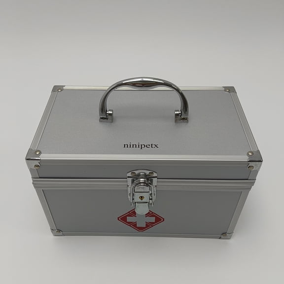 ninipetx First aid kits Silver Aluminum First Aid Box with Handle, Lock and Removable Tray