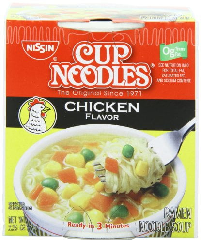 nissin cup o'noodles ramen noodle soup, chicken flavor, 2.25-ounce (pack of 12)