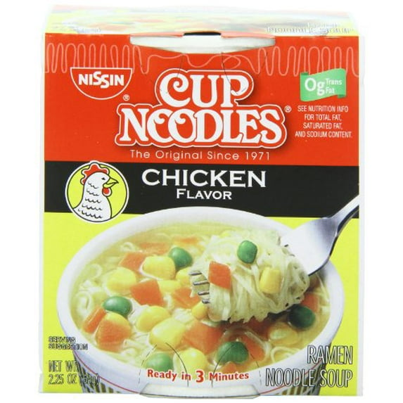 nissin cup o'noodles ramen noodle soup, chicken flavor, 2.25-ounce (pack of 12)