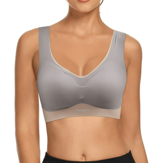 njshnmn Bras for Women Women Bra Wire Free Underwear Bra Everyday Lingerie Bras, Grey, M