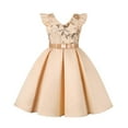 thumbnail image 1 of njshnmn Dress for Girls Spring Grils Summer Dress Party Pageant Lace Tulle Dress Gold, 7-8 Years, 1 of 5